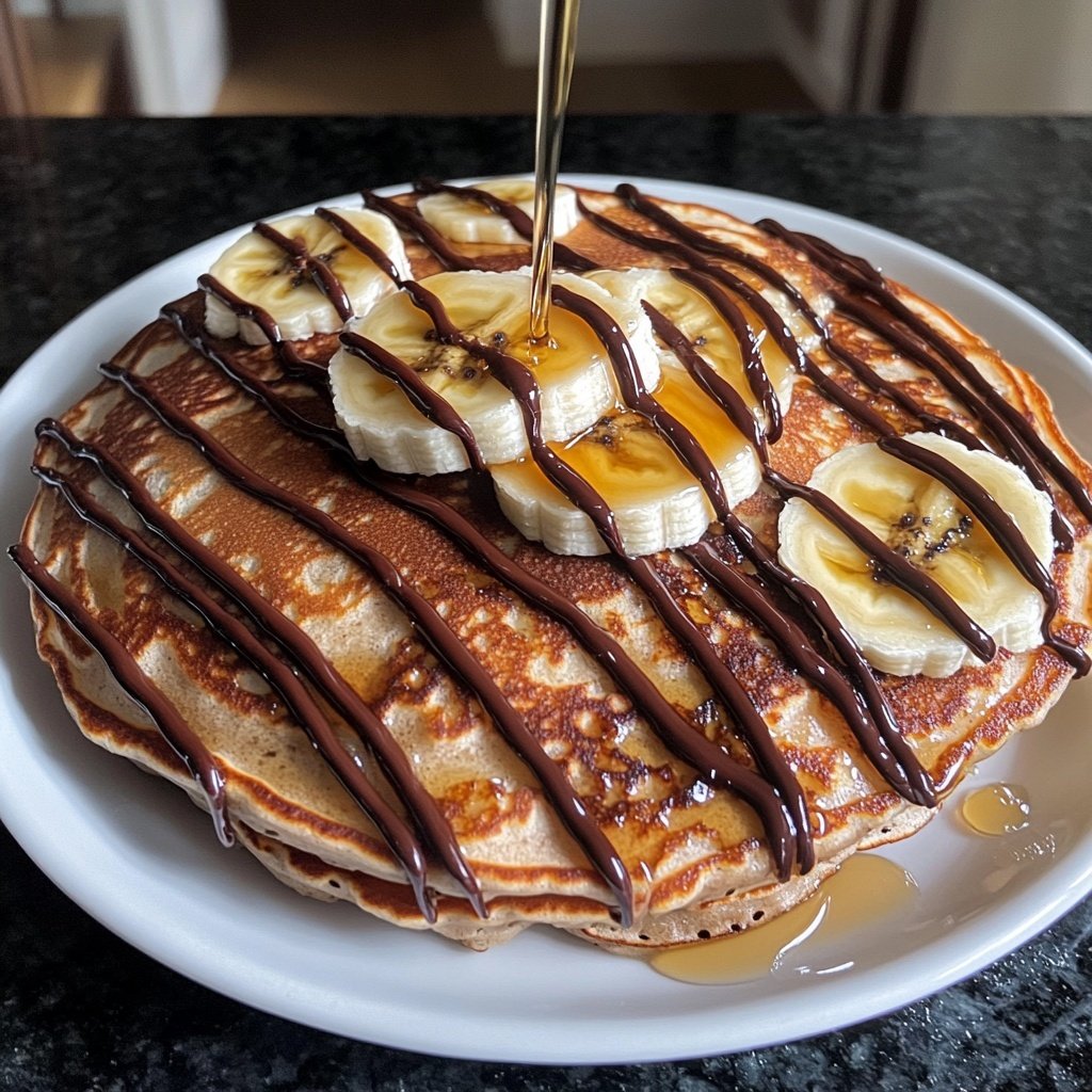 Valentine Breakfast Chocolate Banana Pancakes