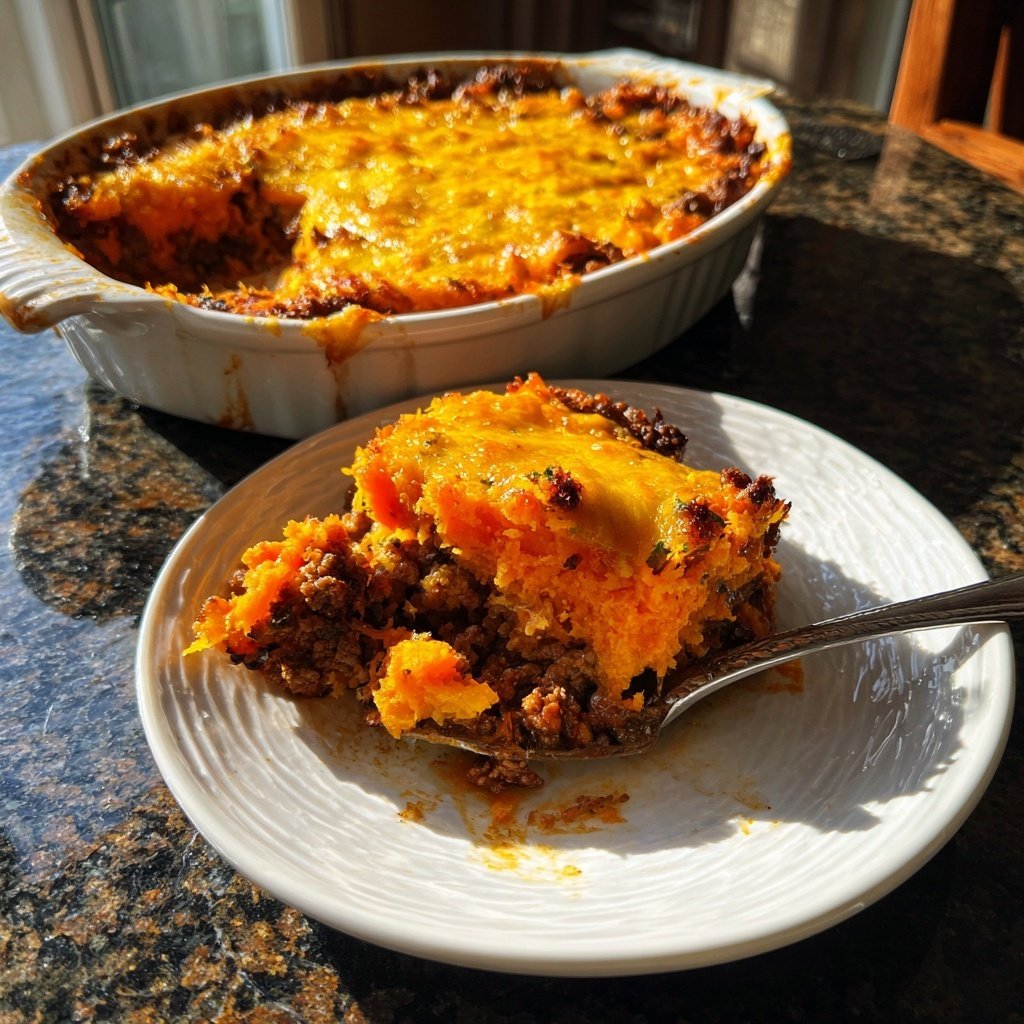 Ground Beef And Sweet Potato Bake