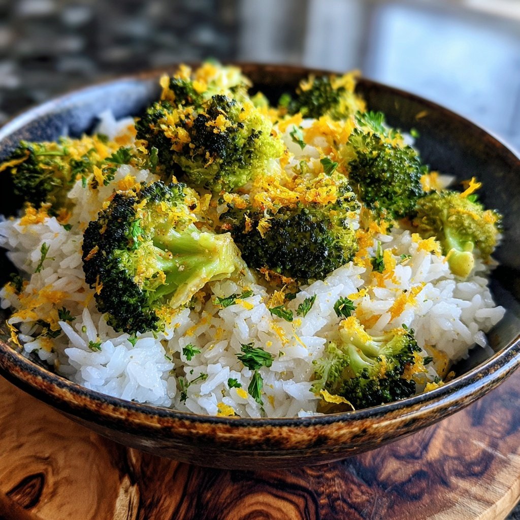 Roasted Broccoli Lemon Rice Bowl