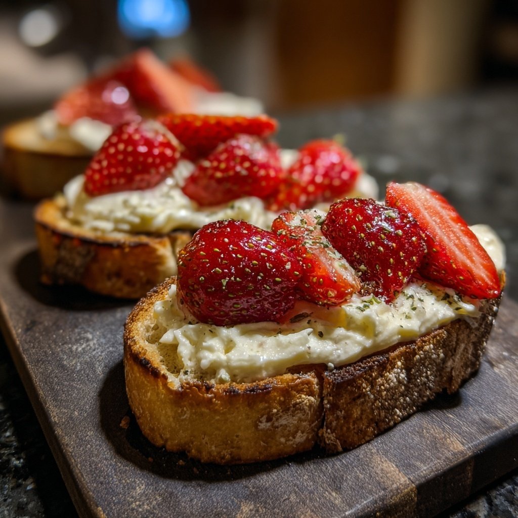 Bruschetta with Strawberries and Cream Cheese
