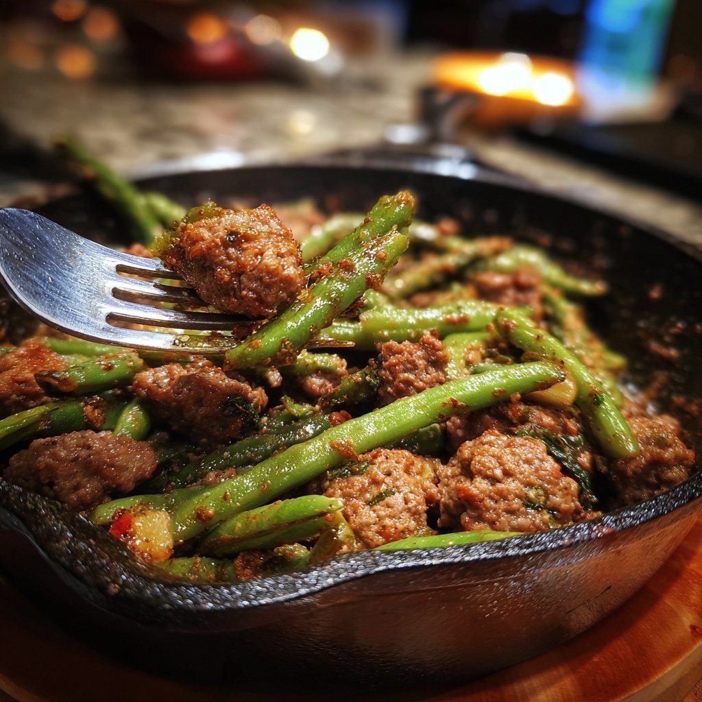 Hamburger Meat And Green Bean Skillet