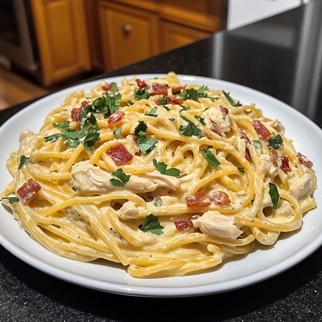 Creamy Chicken Bacon Ranch Pasta
