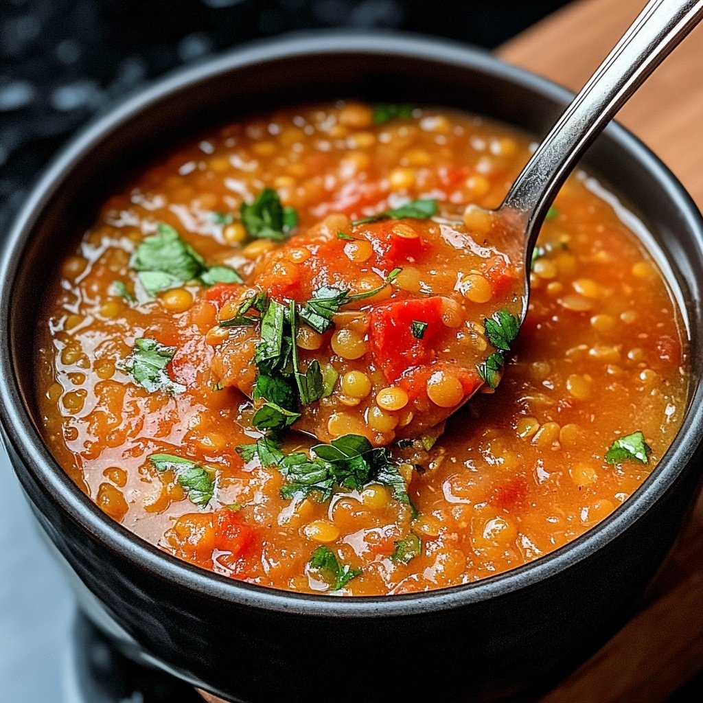 Healthy Crockpot Tomato Lentil Soup