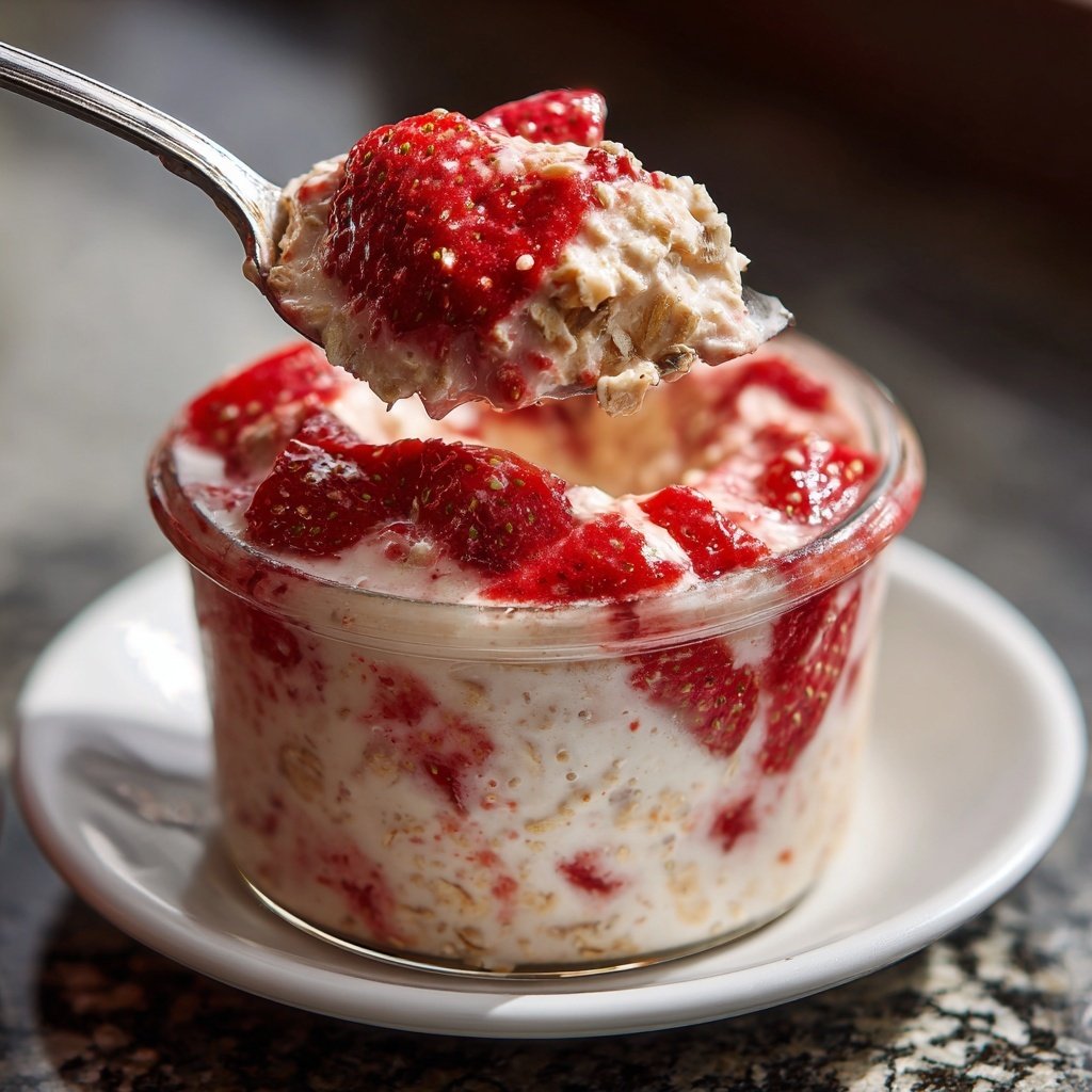 Strawberry Cheesecake Overnight Oats No Bake