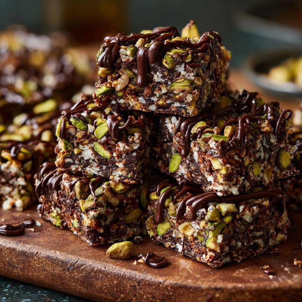 Chocolate Pistachio Coconut Snack Squares